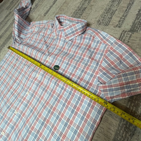 NWT LL Bean Men Plaid Button Down Shirt Red White Blue Wrinkle Resistant 16.5-35 - Picture 8 of 10